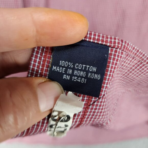 Tommy Hilfiger Shirt Mens 17 Red Check The Lifetime Collar 100% Cotton Button - Picture 3 of 9